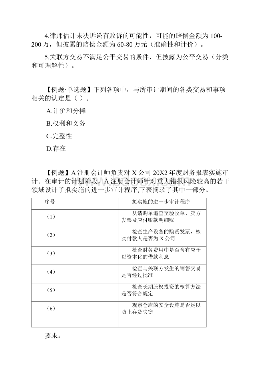 第六章审计目标与审计过程例题.docx_第3页