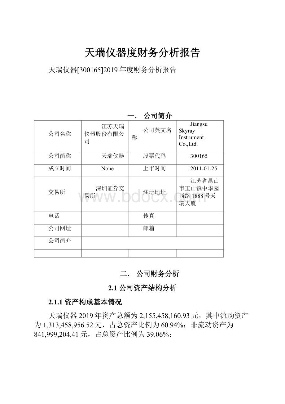 天瑞仪器度财务分析报告.docx