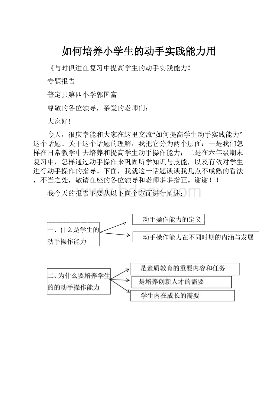 如何培养小学生的动手实践能力用.docx_第1页