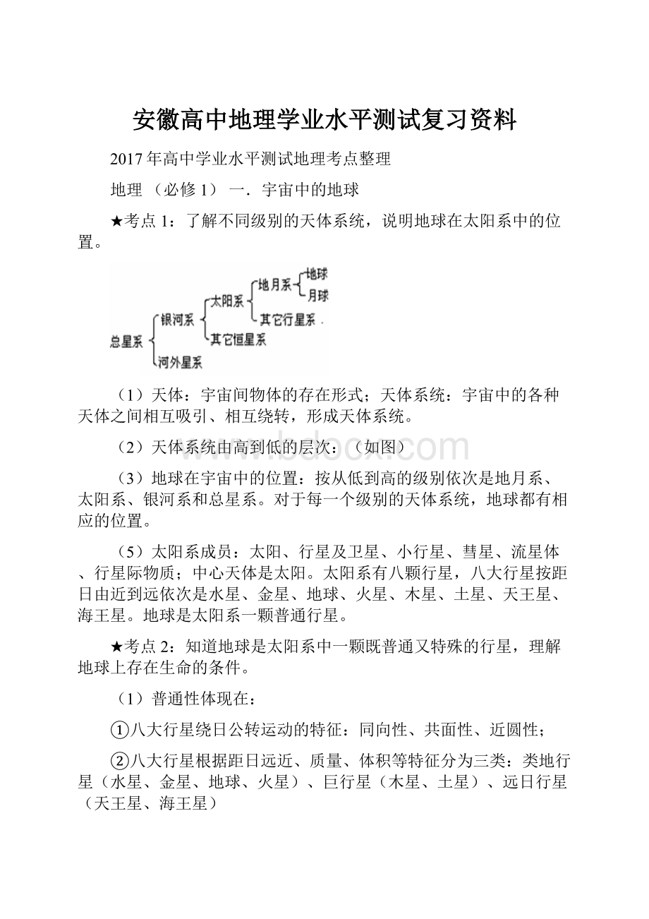 安徽高中地理学业水平测试复习资料.docx_第1页
