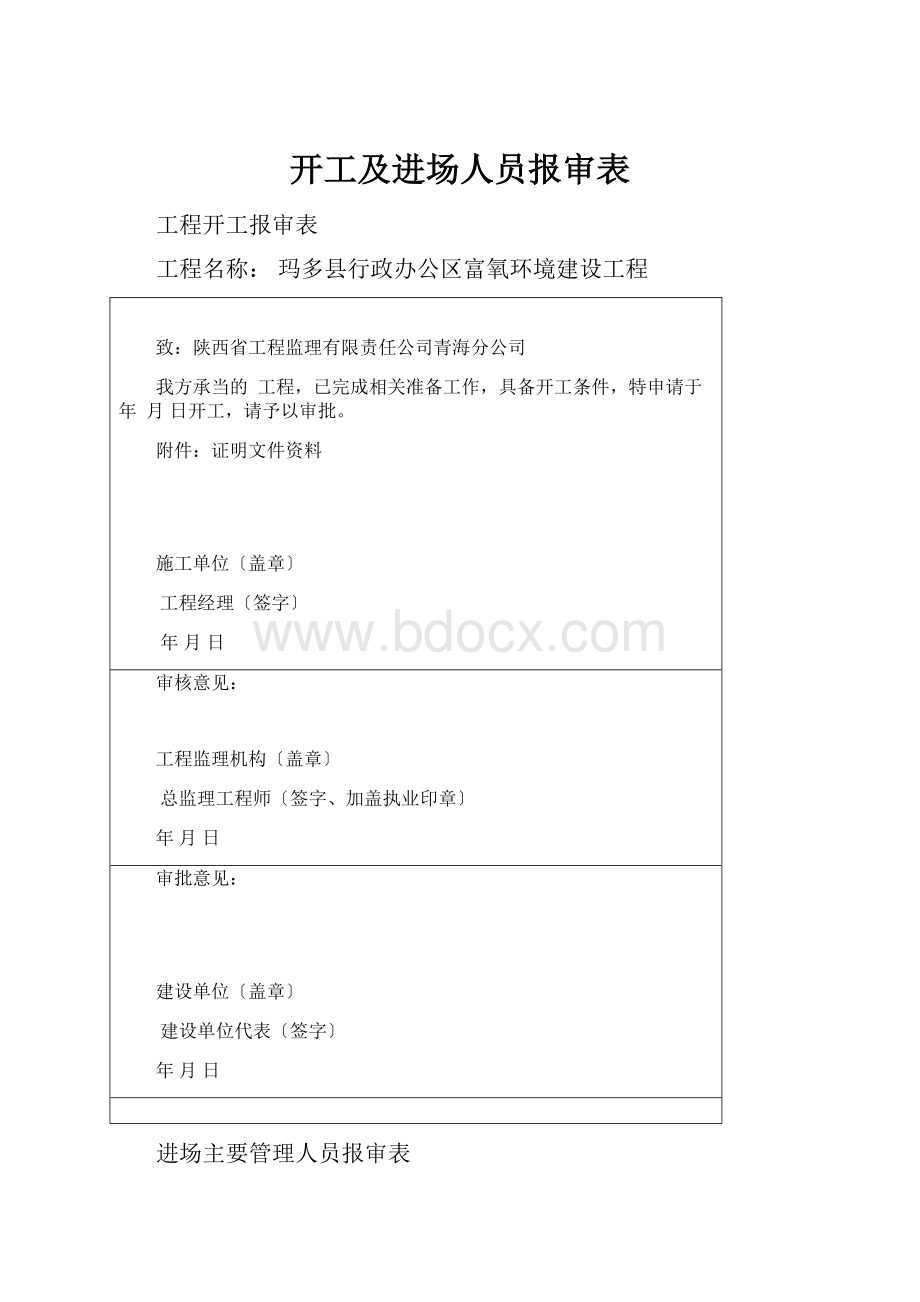 开工及进场人员报审表.docx_第1页