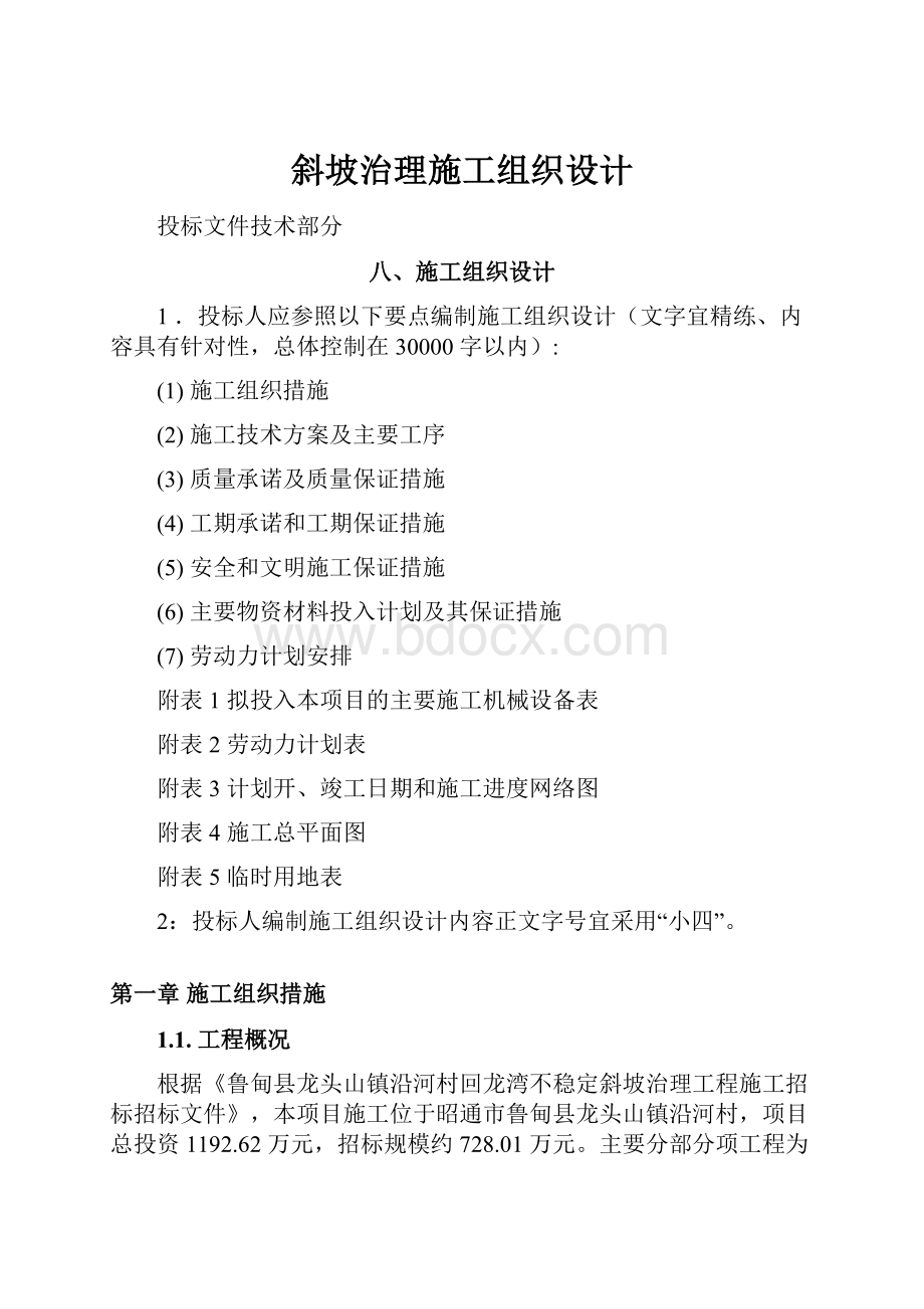 斜坡治理施工组织设计.docx_第1页