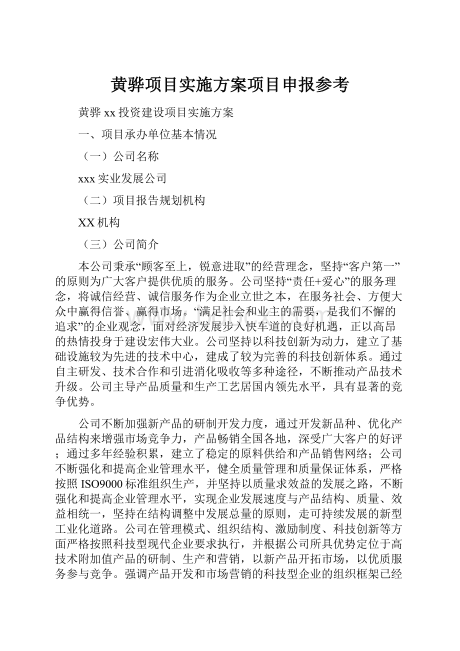 黄骅项目实施方案项目申报参考.docx_第1页