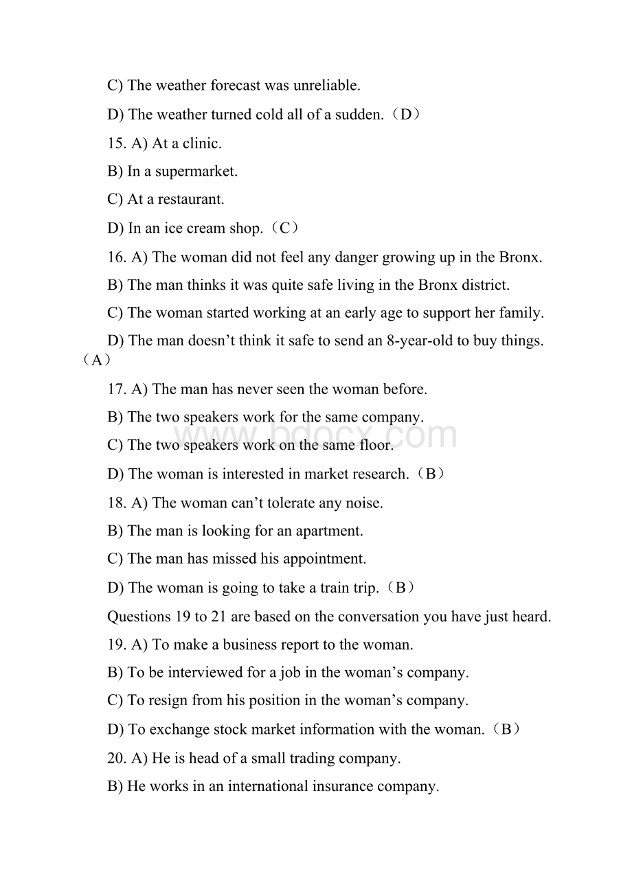 大学英语四级听力试题+答案+原文.docx_第2页