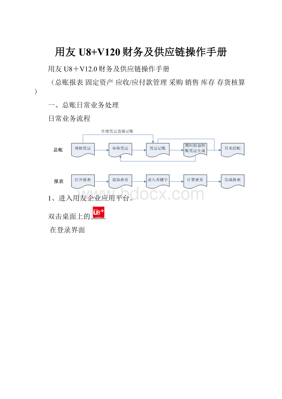 用友U8+V120财务及供应链操作手册.docx