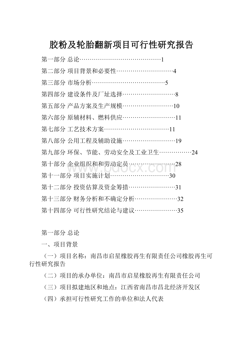 胶粉及轮胎翻新项目可行性研究报告.docx_第1页