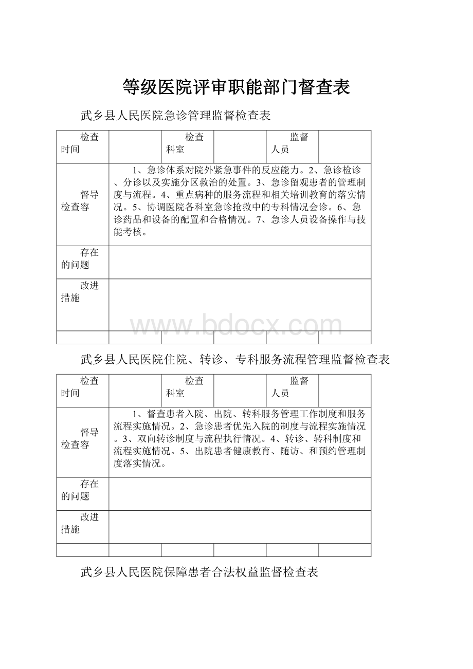 等级医院评审职能部门督查表.docx