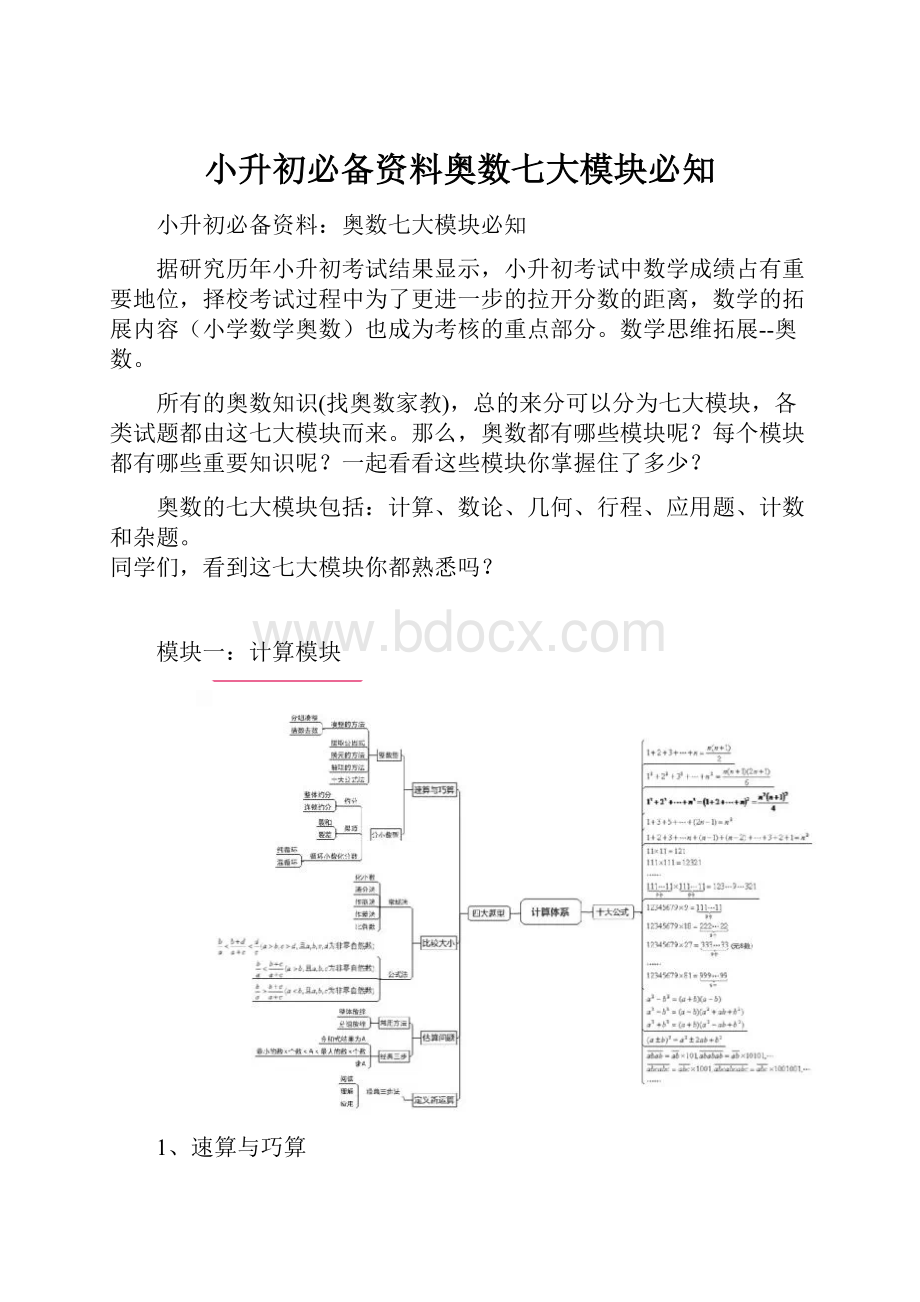 小升初必备资料奥数七大模块必知.docx_第1页