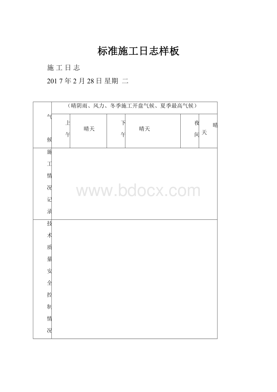 标准施工日志样板.docx