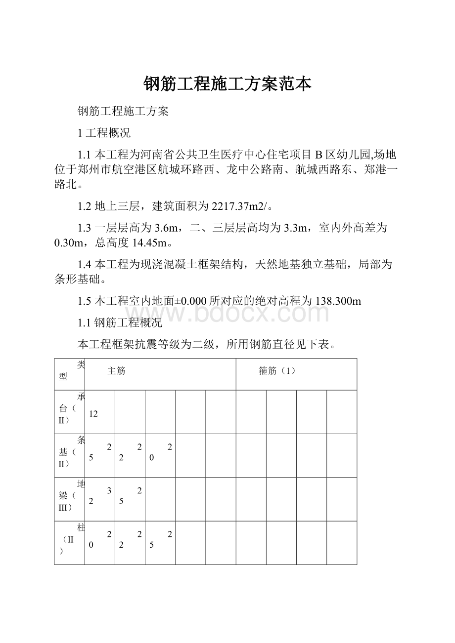 钢筋工程施工方案范本.docx