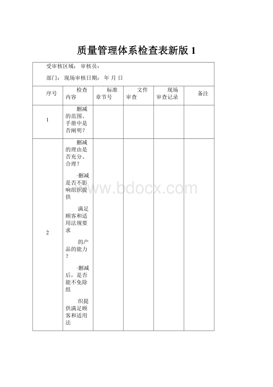 质量管理体系检查表新版1.docx_第1页