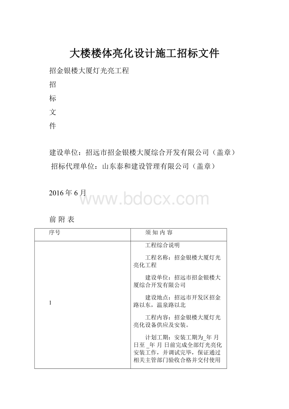 大楼楼体亮化设计施工招标文件.docx