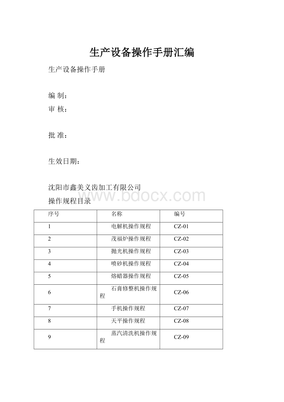 生产设备操作手册汇编.docx_第1页