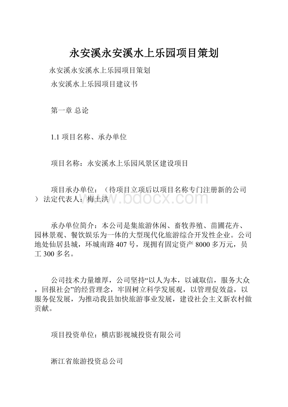 永安溪永安溪水上乐园项目策划.docx