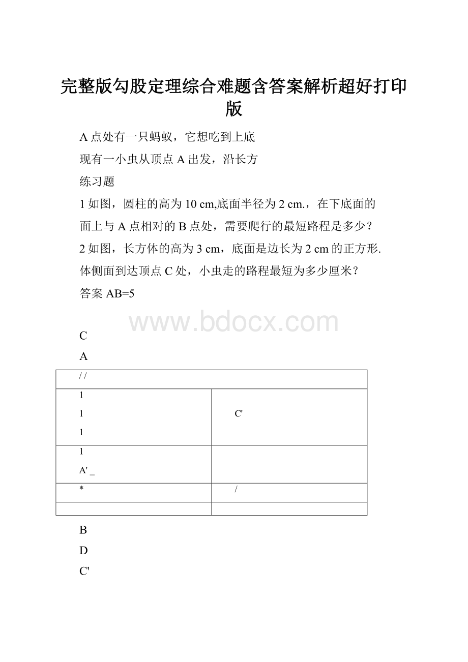 完整版勾股定理综合难题含答案解析超好打印版.docx_第1页