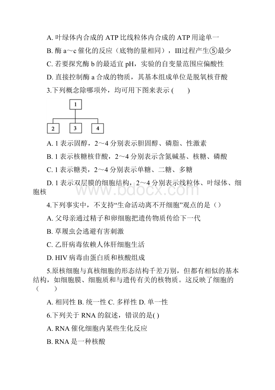 学年安徽省滁州市定远县育才学校高一上学期期末考试生物试题.docx_第2页