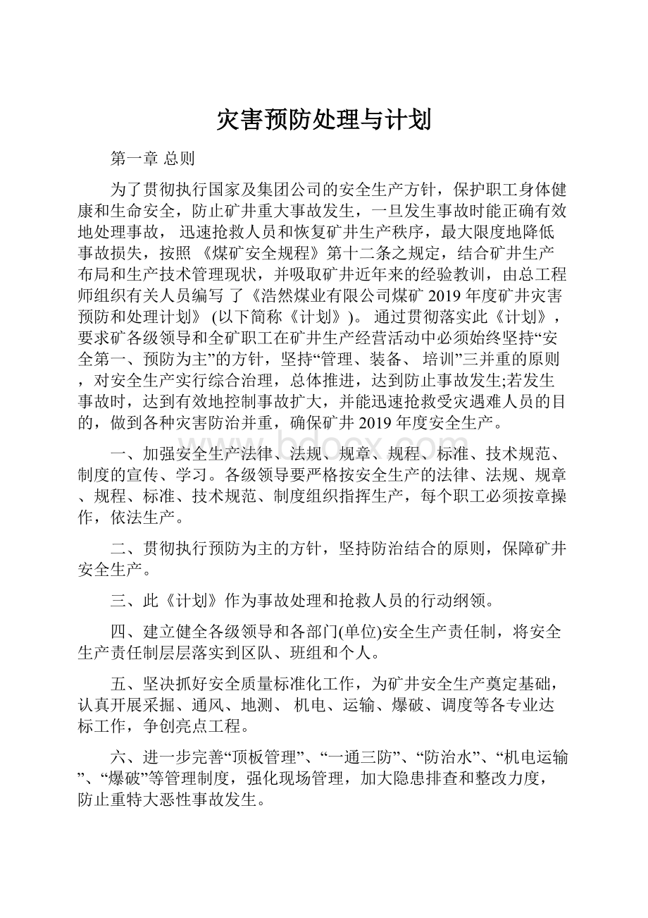 灾害预防处理与计划.docx_第1页