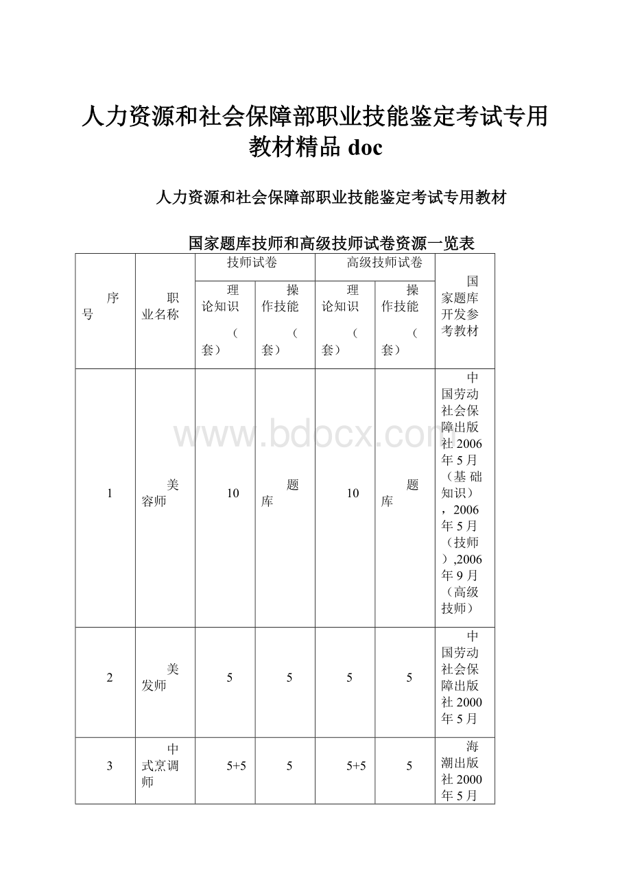 人力资源和社会保障部职业技能鉴定考试专用教材精品doc.docx