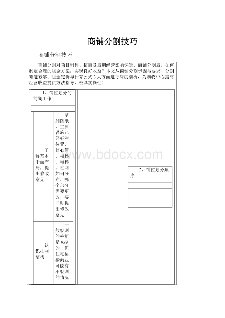 商铺分割技巧.docx