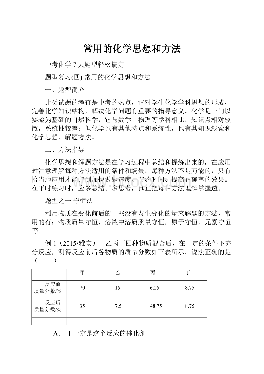 常用的化学思想和方法.docx