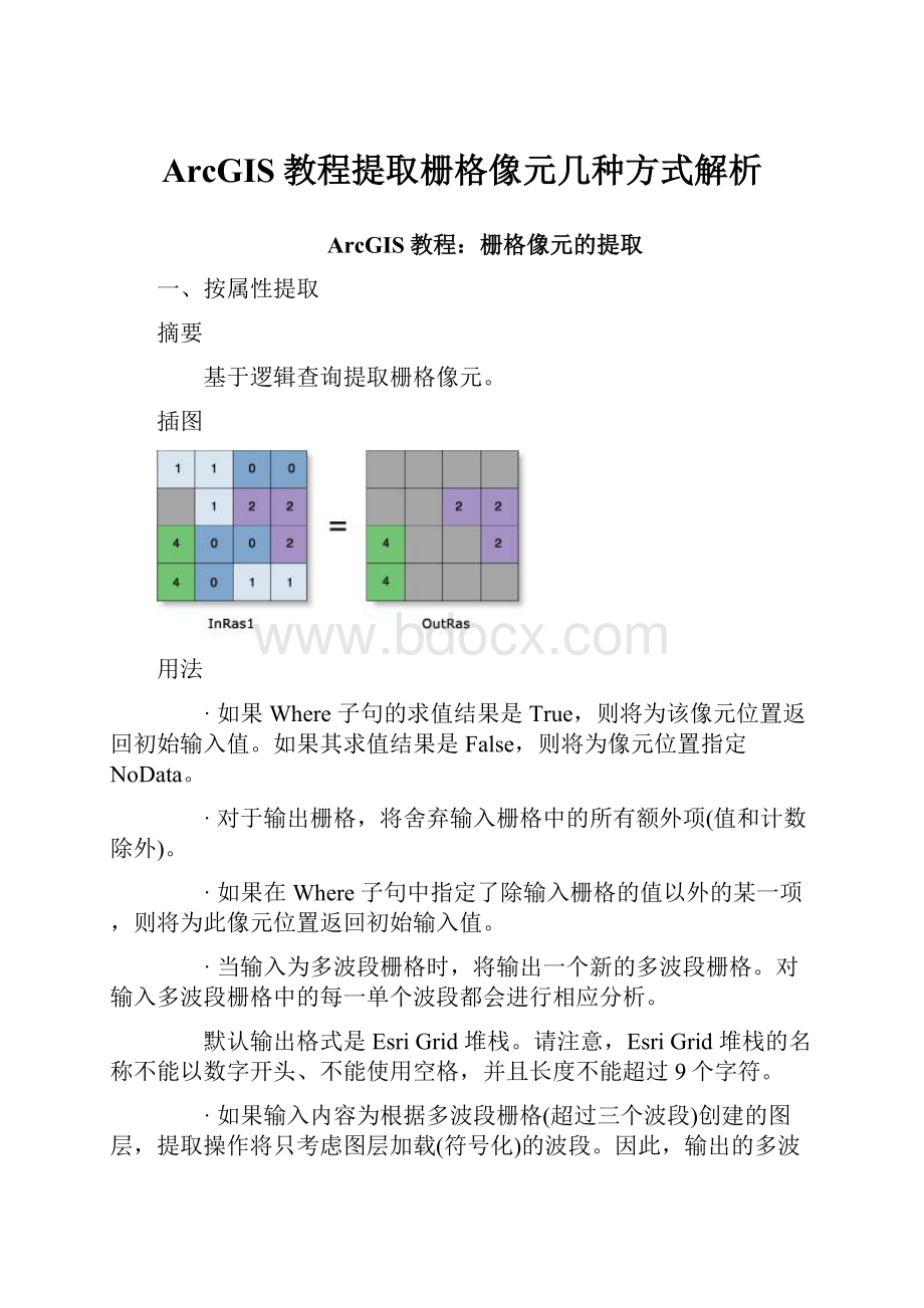 ArcGIS教程提取栅格像元几种方式解析.docx