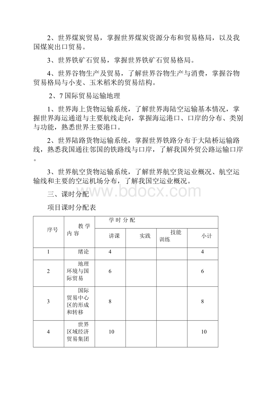 国际贸易地理教学大纲.docx_第3页