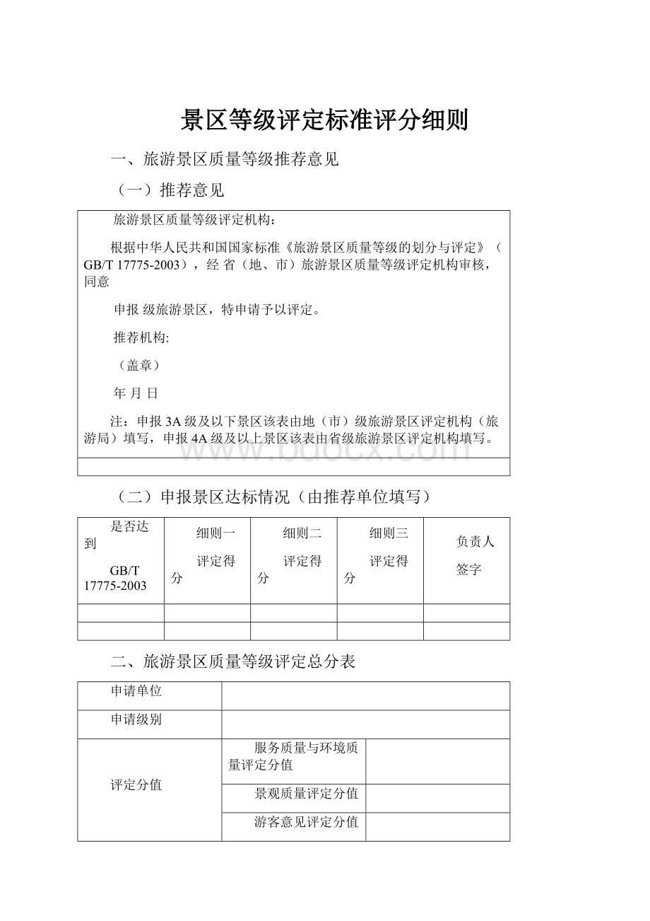 景区等级评定标准评分细则.docx_第1页