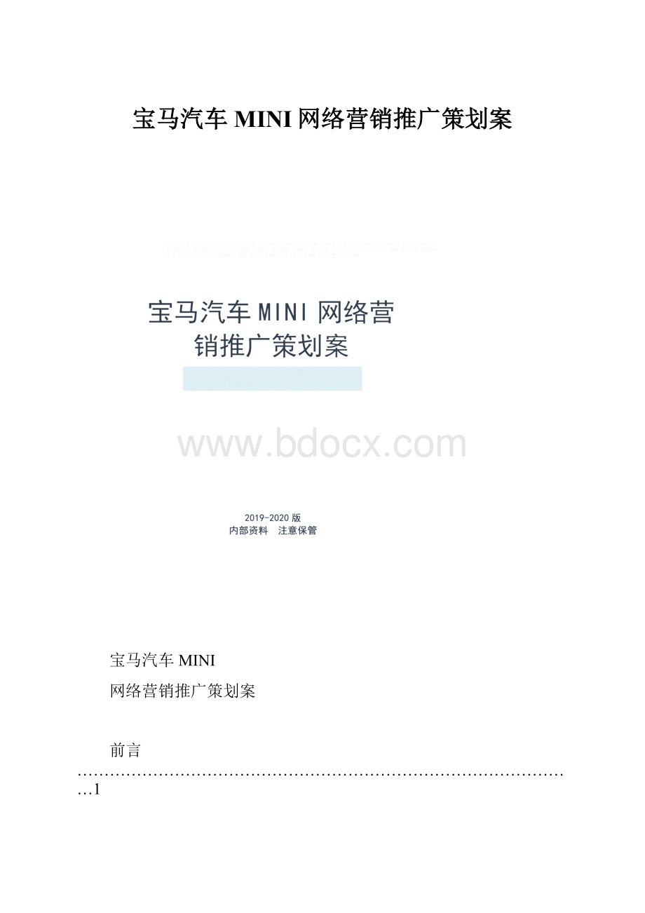 宝马汽车MINI网络营销推广策划案.docx