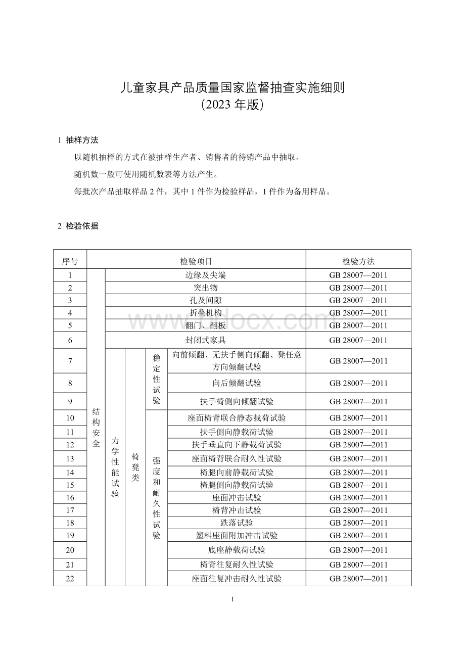 40 儿童家具产品质量国家监督抽查实施细则（2023年版）.doc