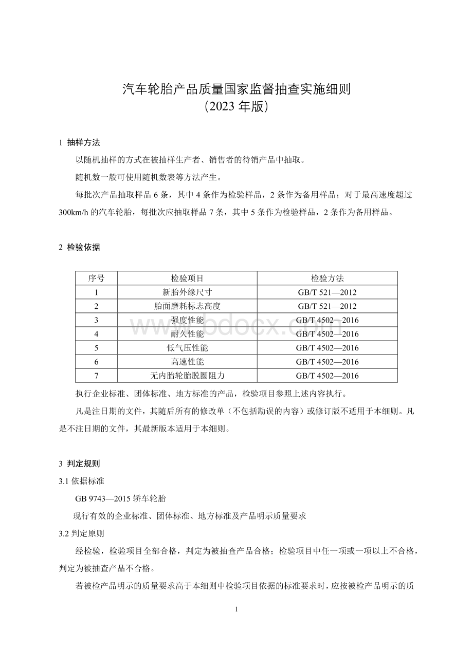 67 汽车轮胎产品质量国家监督抽查实施细则（2023年版）.doc