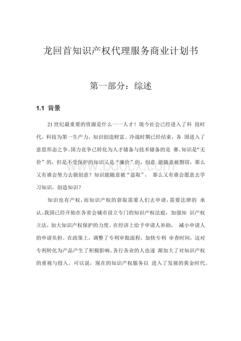 龙回首知识产权代理服务商业计划书.docx_第3页