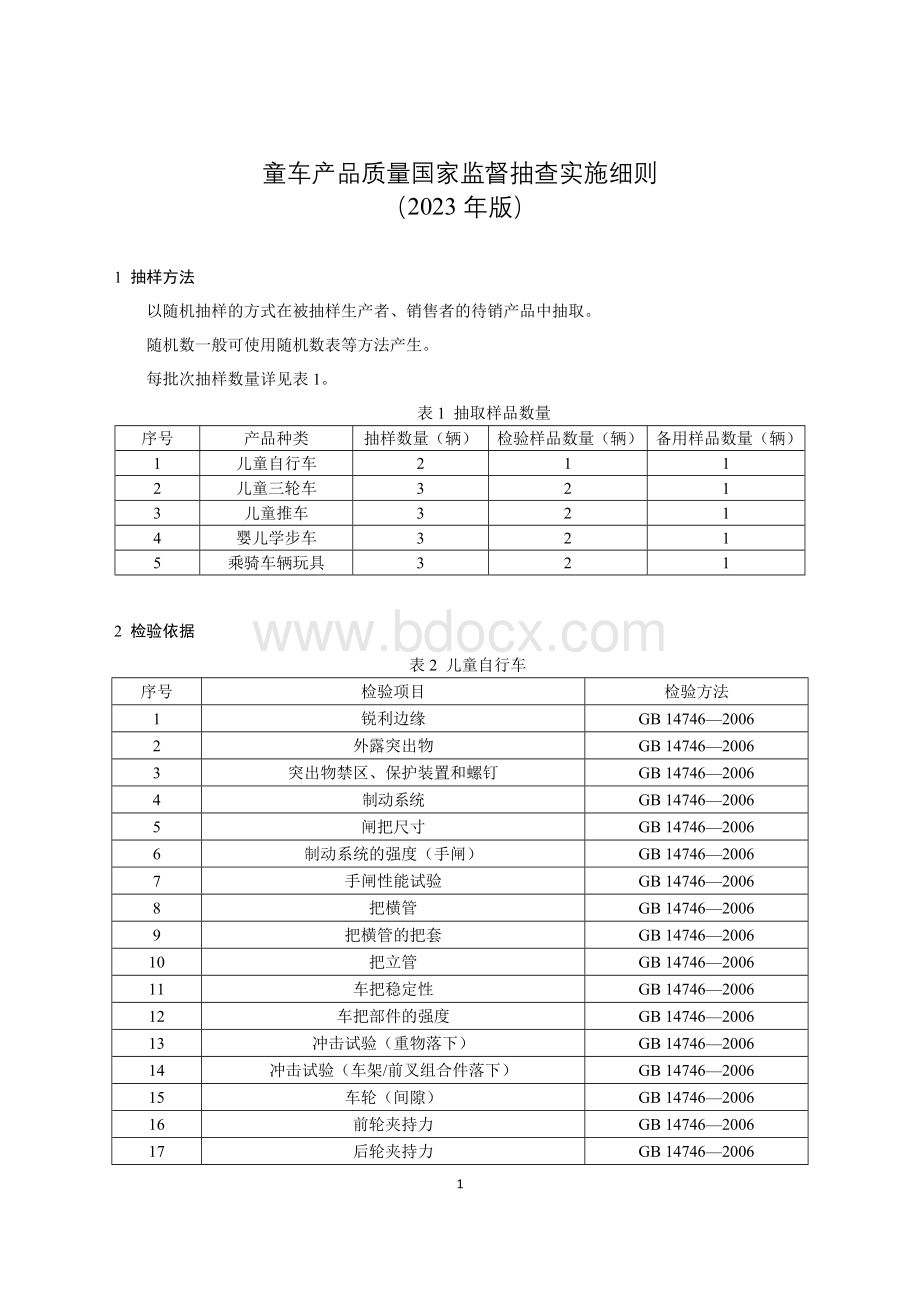 4 童车产品质量国家监督抽查实施细则（2023年版）.doc_第1页