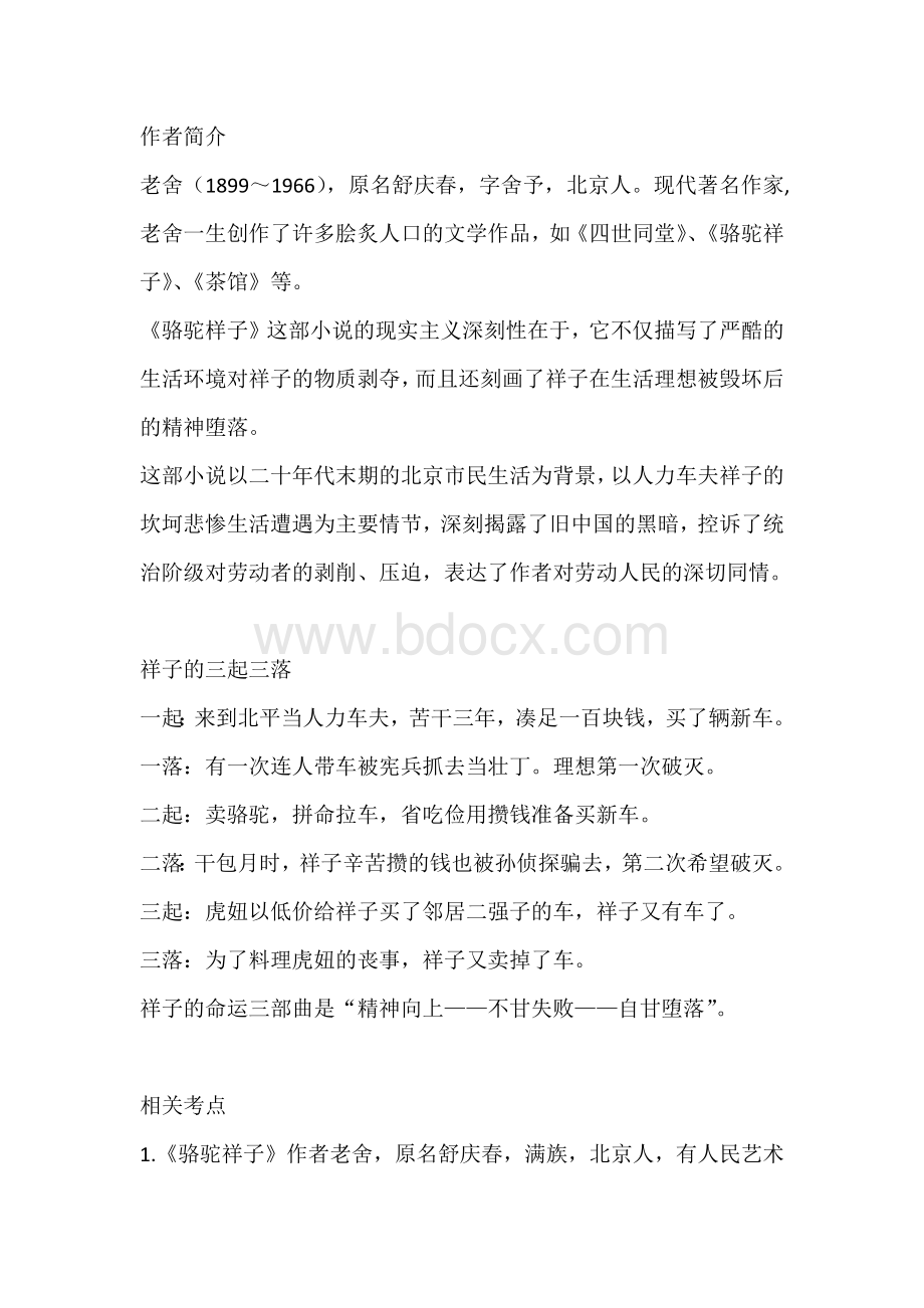 初一语文下册：《骆驼祥子》笔记整理.docx_第1页