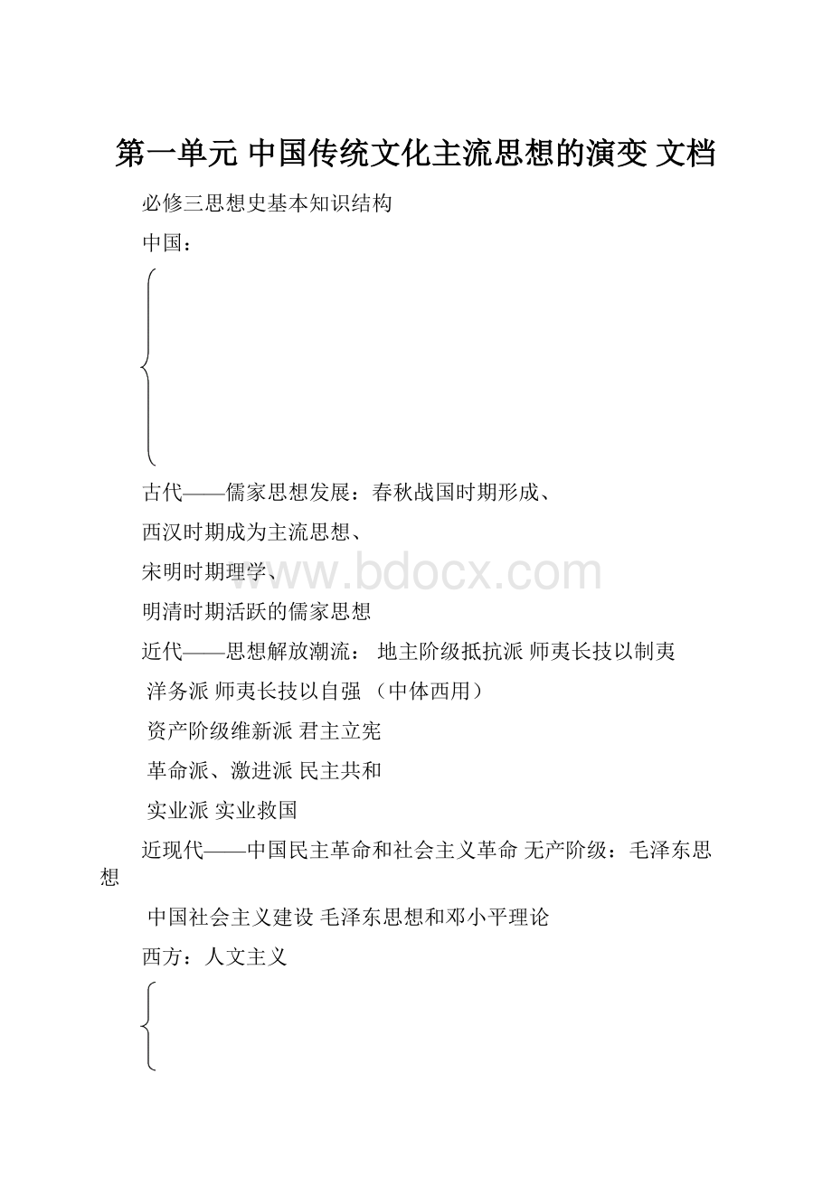 第一单元 中国传统文化主流思想的演变 文档.docx_第1页