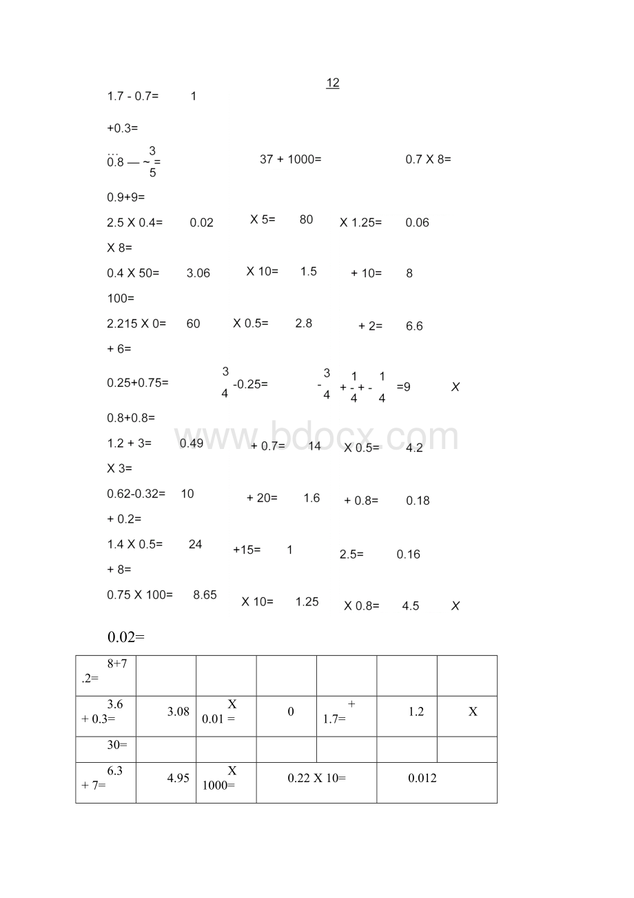 人教版小学数学五年级下册口算竞赛试题.docx_第3页