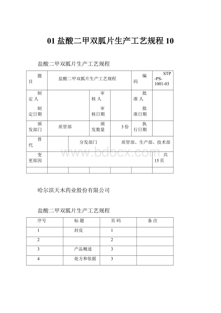 01盐酸二甲双胍片生产工艺规程10.docx_第1页