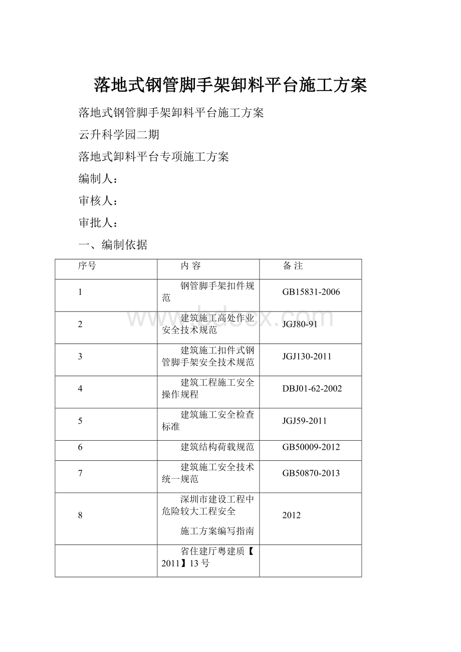 落地式钢管脚手架卸料平台施工方案.docx