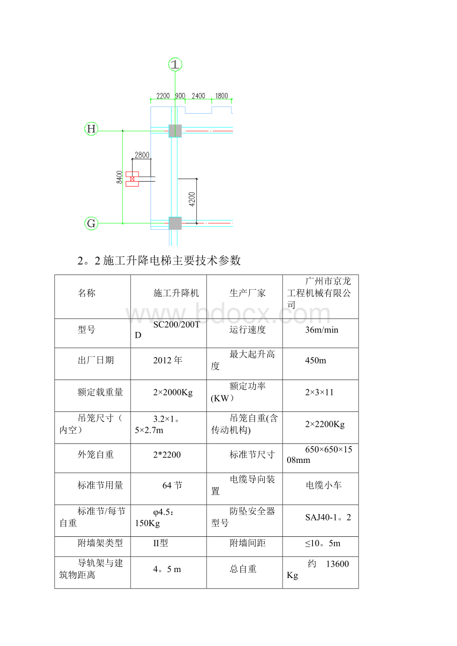 施工电梯附着加节方案.docx_第2页