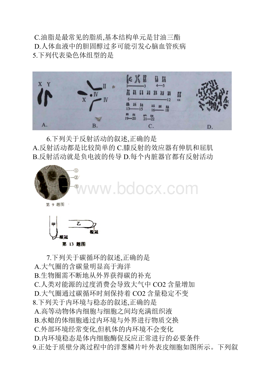 份温州市普通高中选考适应性测试生物试题.docx_第2页