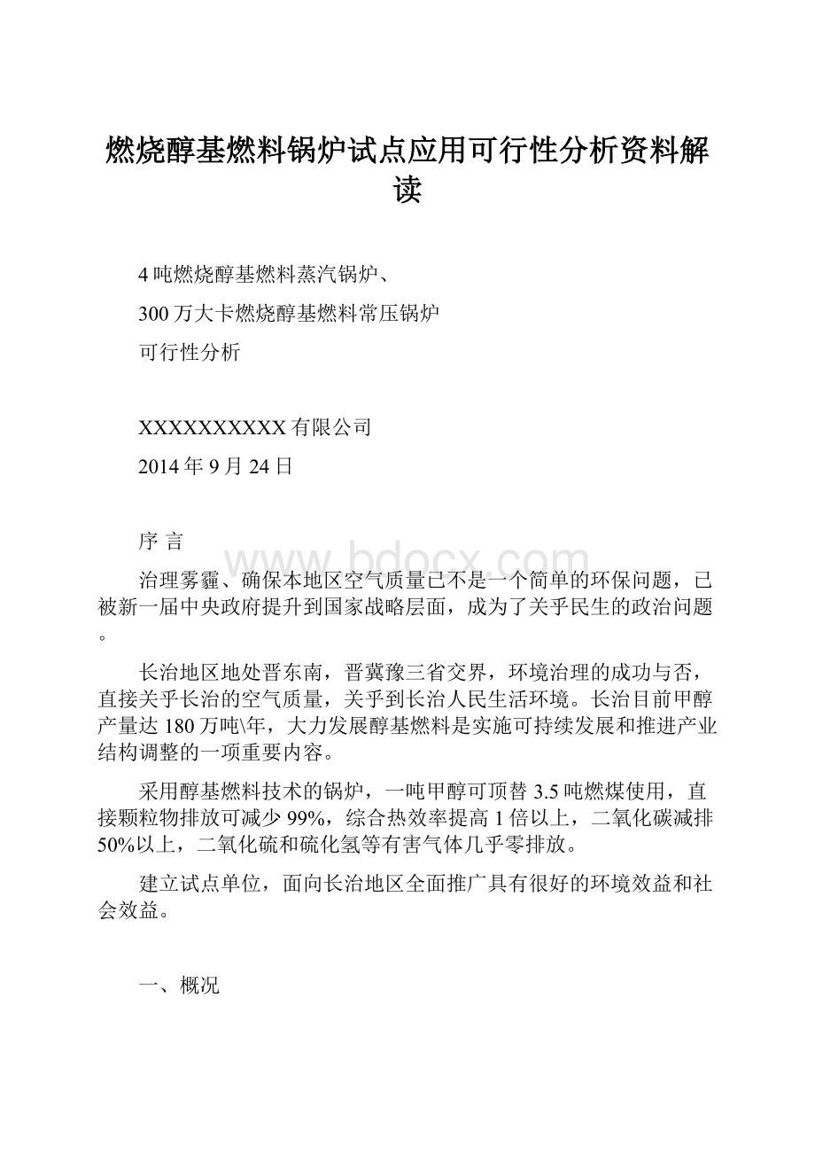 燃烧醇基燃料锅炉试点应用可行性分析资料解读.docx