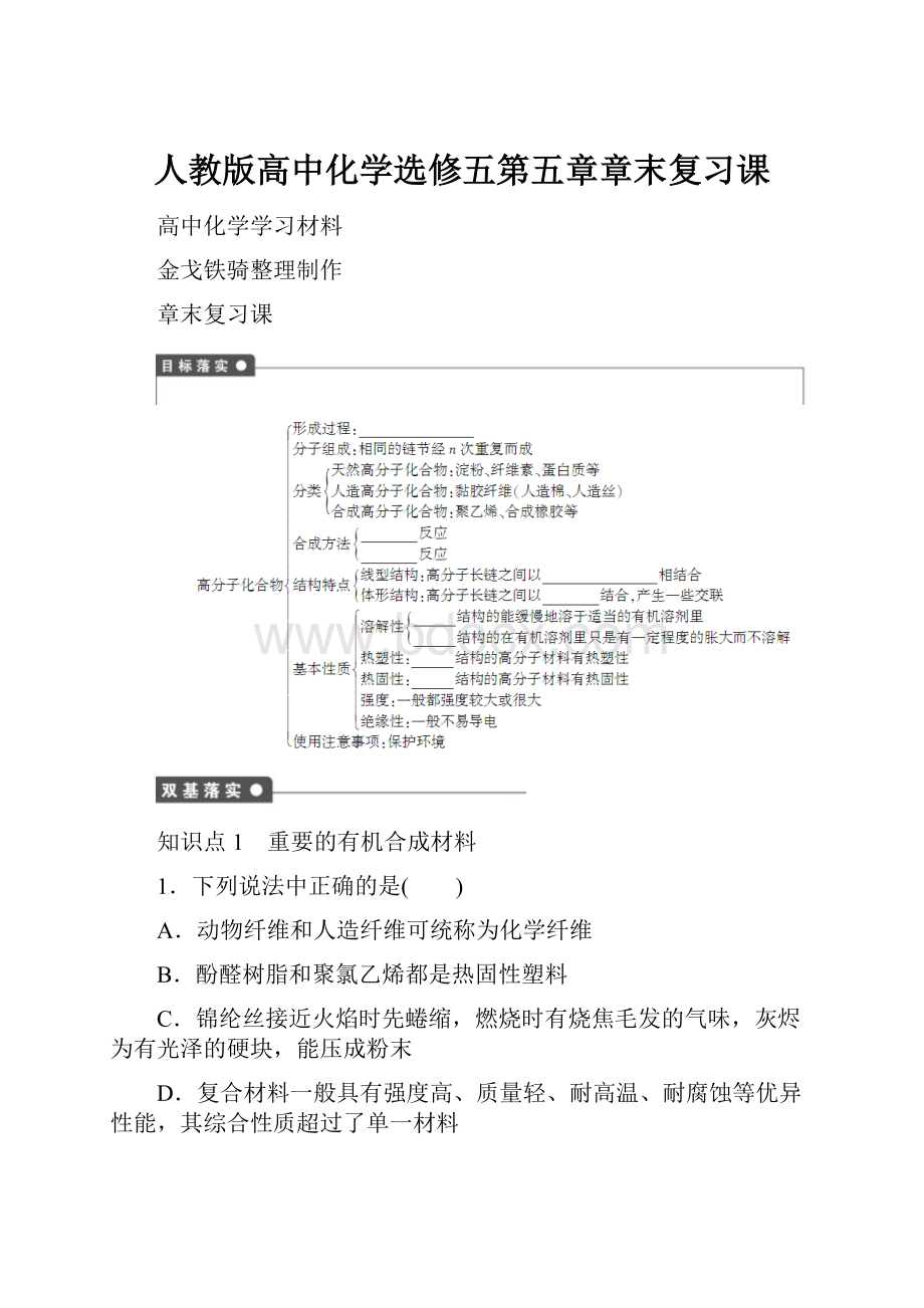 人教版高中化学选修五第五章章末复习课.docx_第1页