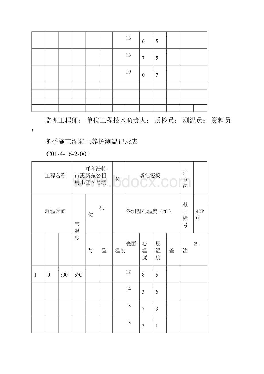 冬季施工混凝土浇筑测温记录簿表.docx_第3页