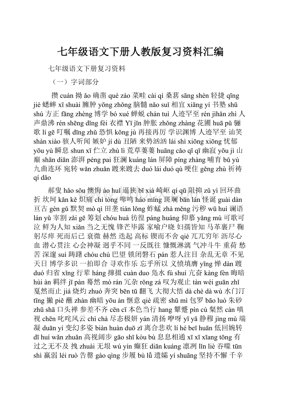 七年级语文下册人教版复习资料汇编.docx_第1页