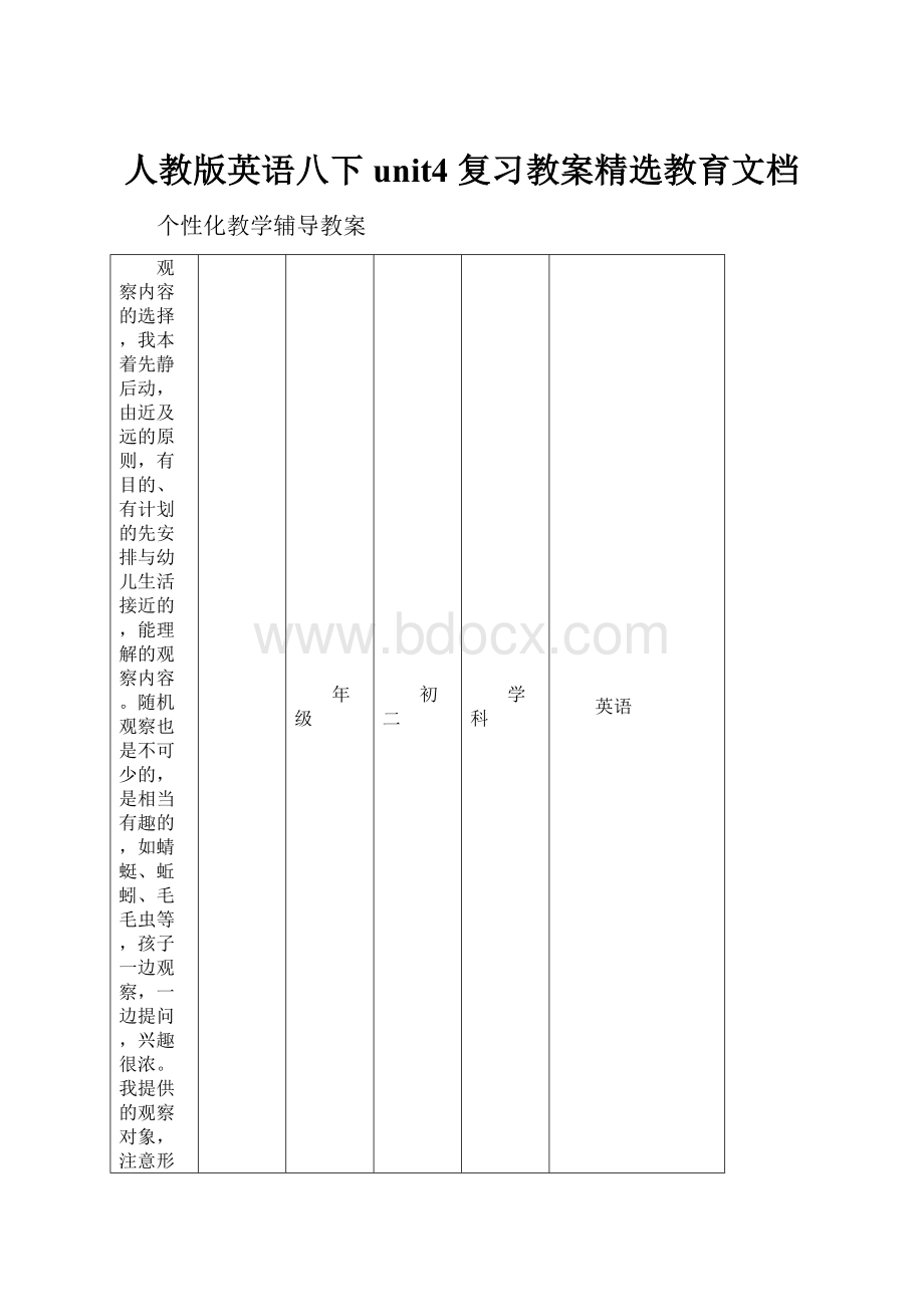 人教版英语八下 unit4 复习教案精选教育文档.docx