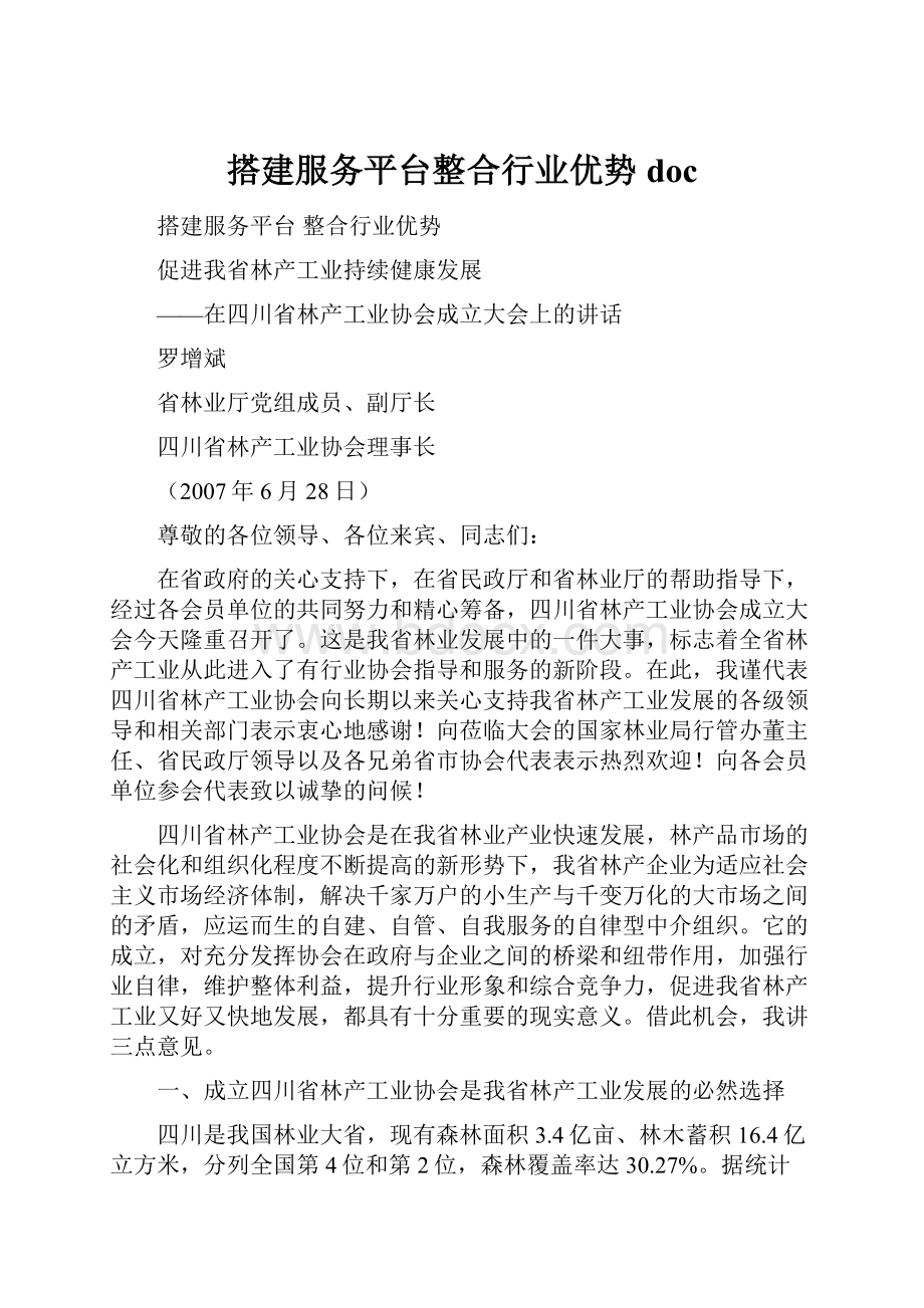 搭建服务平台整合行业优势doc.docx_第1页