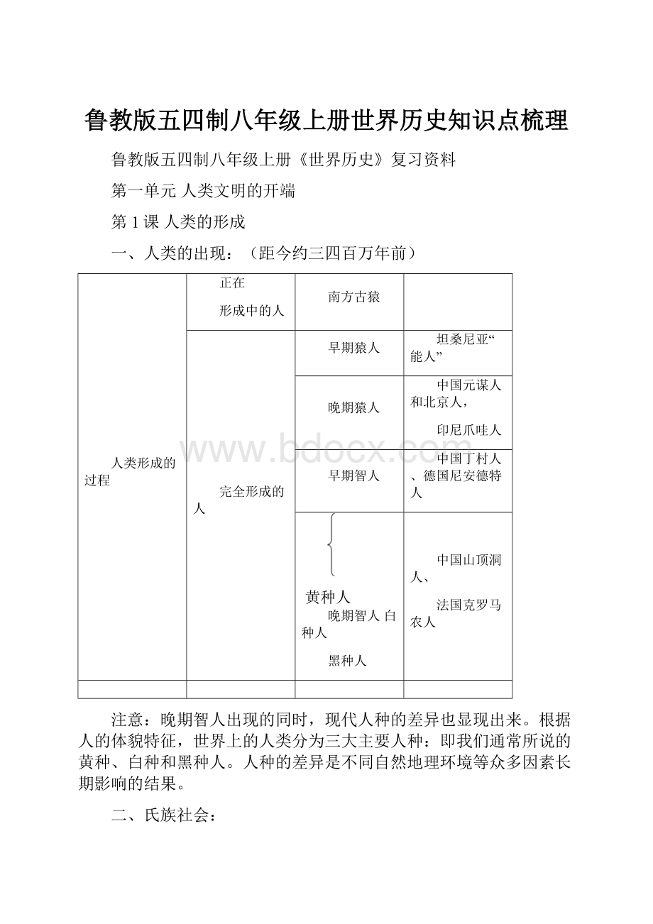 鲁教版五四制八年级上册世界历史知识点梳理.docx_第1页