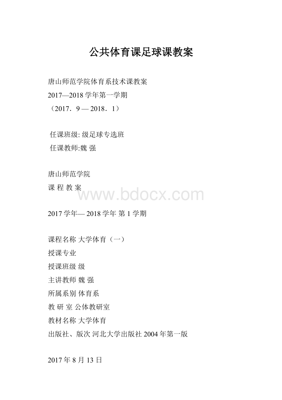 公共体育课足球课教案.docx