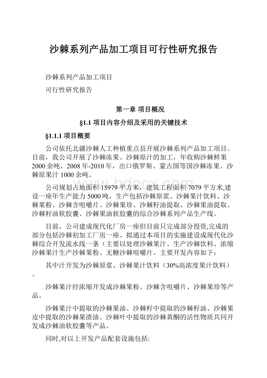 沙棘系列产品加工项目可行性研究报告.docx