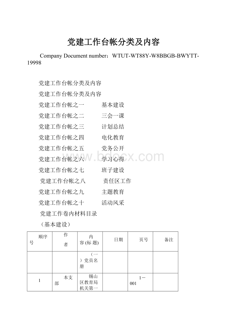 党建工作台帐分类及内容.docx