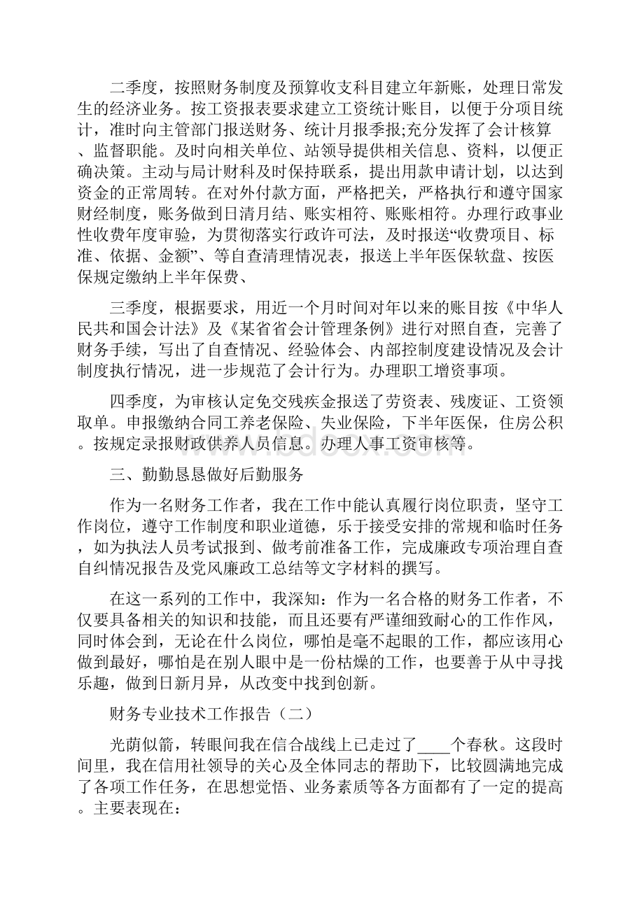 财务专业技术个人工作报告.docx_第2页